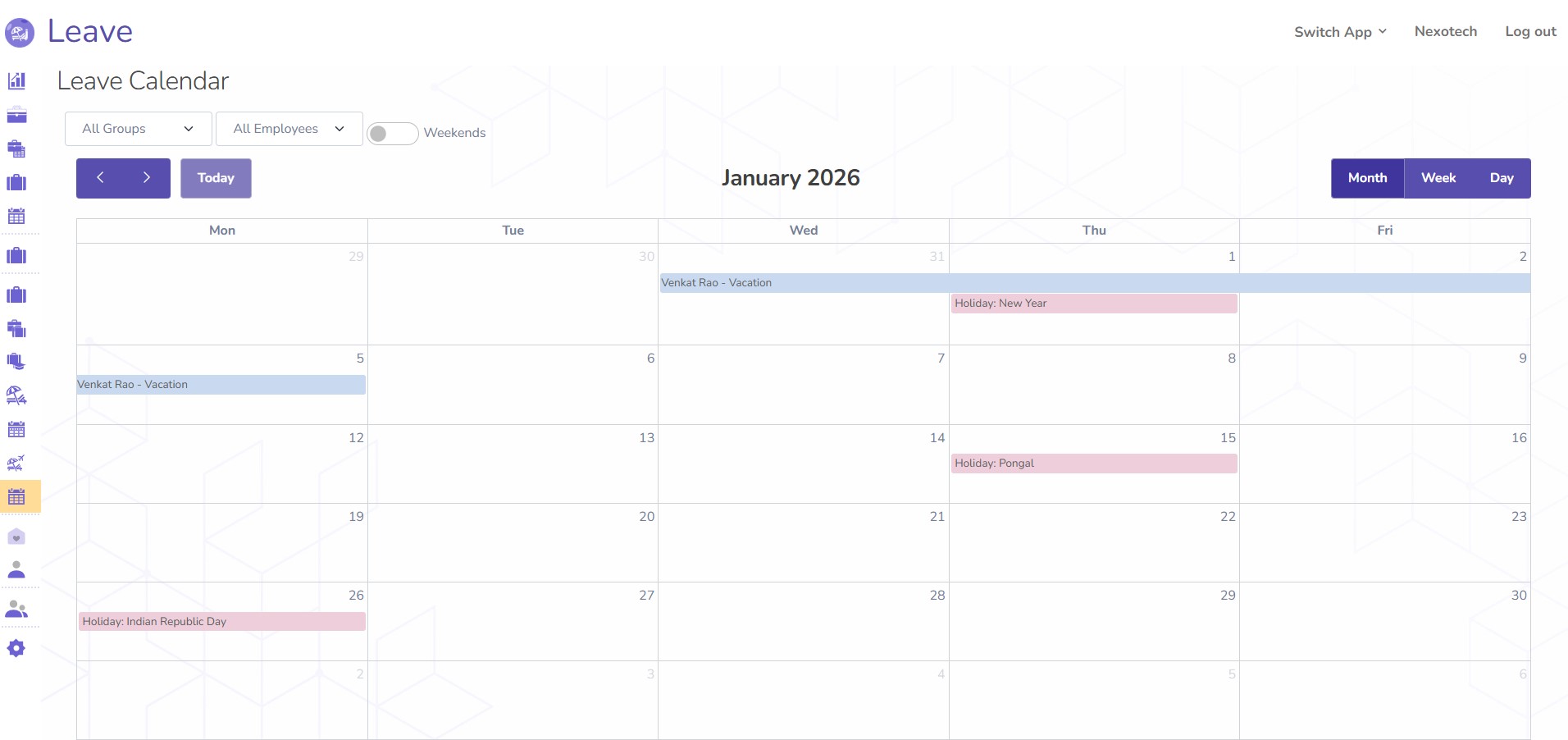 Leave Calendar